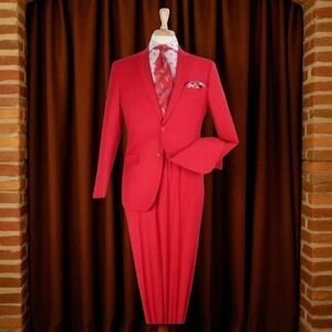 APOLLO KING MEN'S 2 PIECE MODERN FIT SOLID RED EXECUTIVE SUIT. 5604